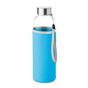 Glass bottle in pouch 500ml Turquoise