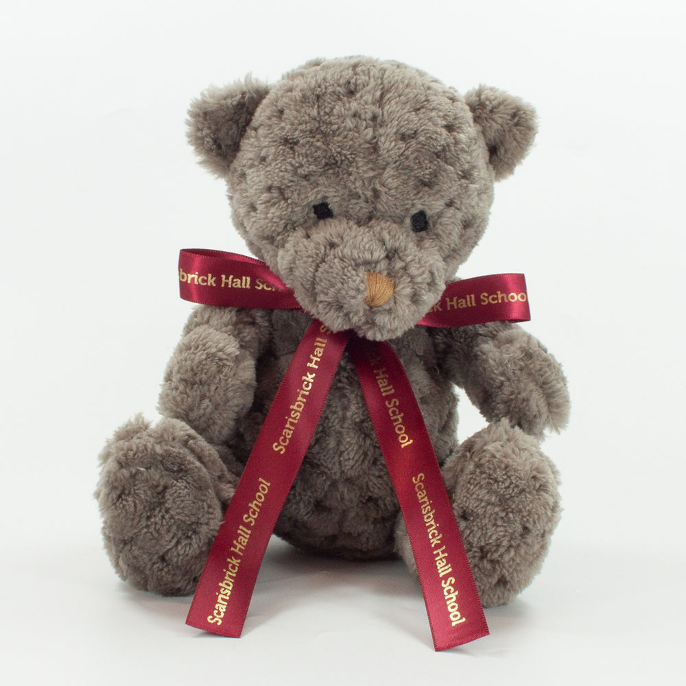 Bow Bear I 15cm Waffle Bear, Grey