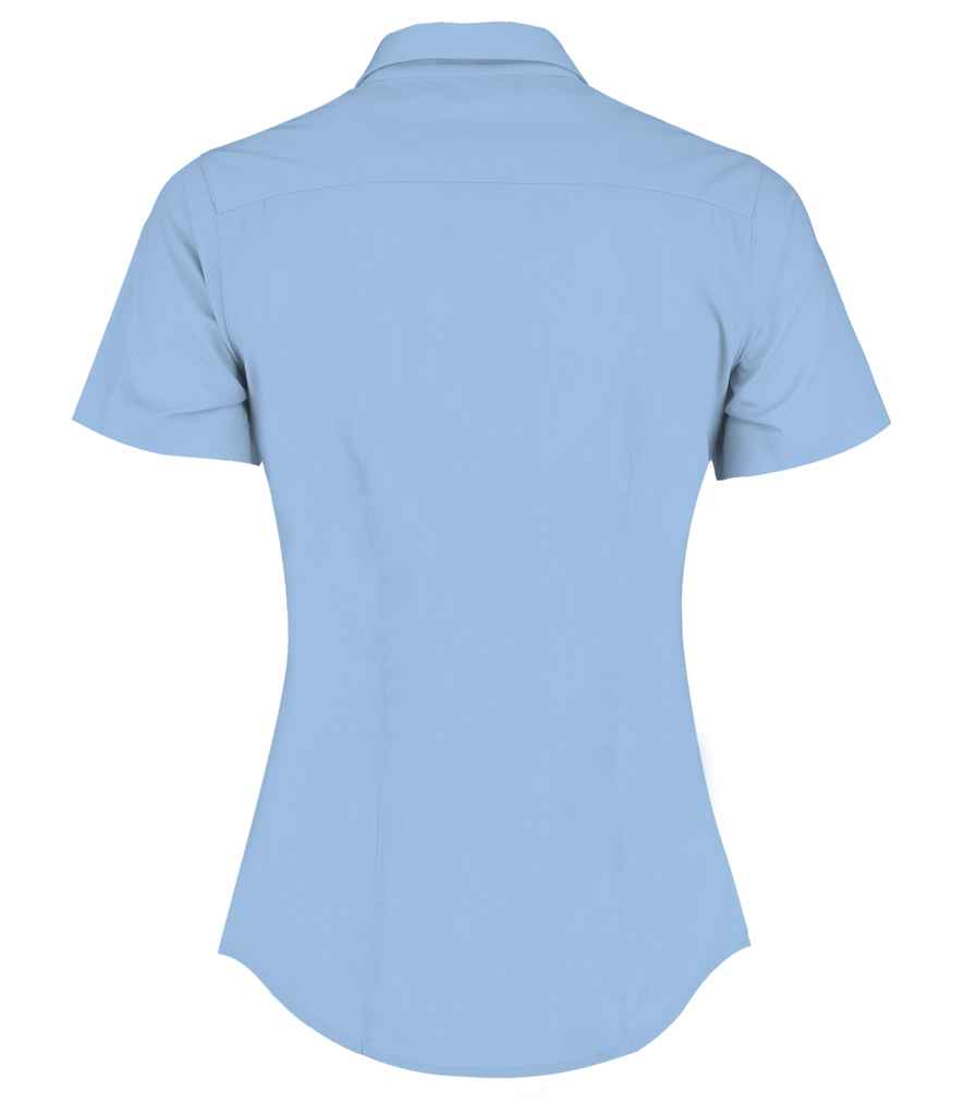 Kustom Kit Ladies Short Sleeve Tailored Poplin Shirt Light Blue