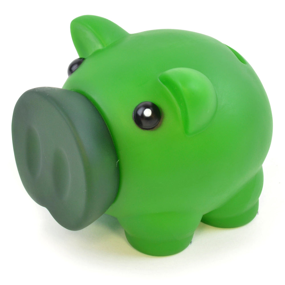 Branded Plastic Piggy Bank With Darkened Rubber Nose