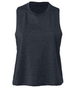 Bella Ladies Racer Back Cropped Tank Top Heather Navy