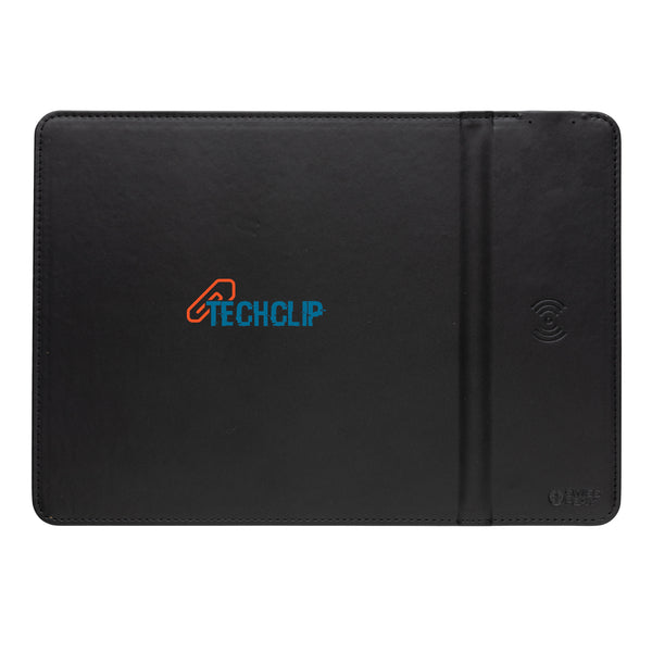 Branded Swiss Peak RCS recycled PU 10W wireless charging mousepad