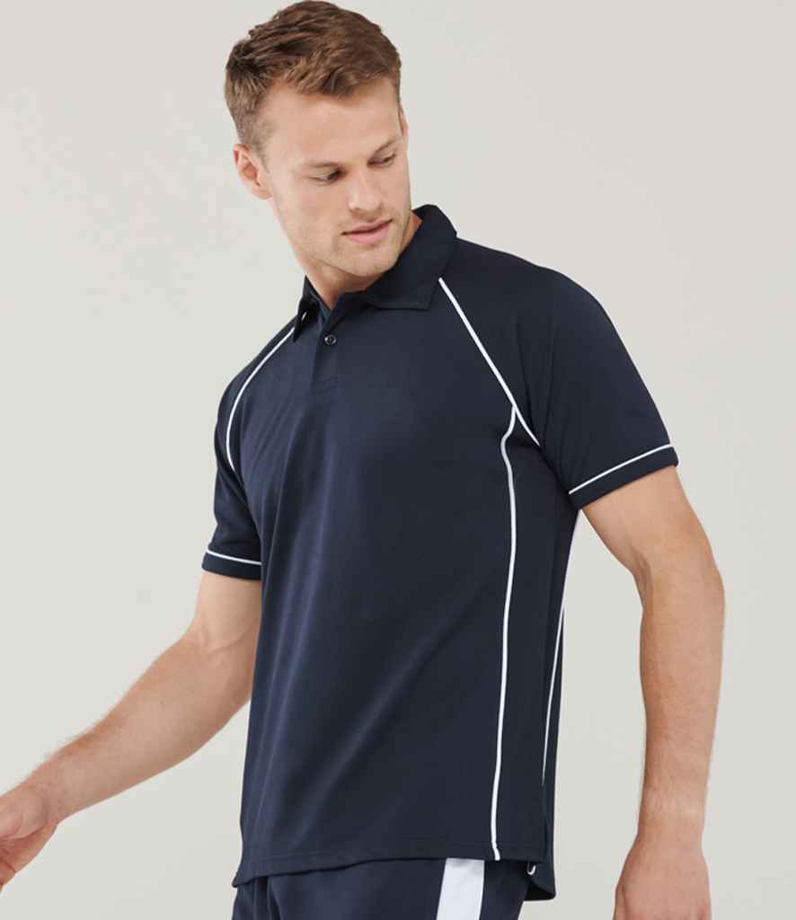 Finden + Hales Performance Piped Polo Shirt Navy/White