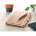 Branded A5 cork notebook with pen