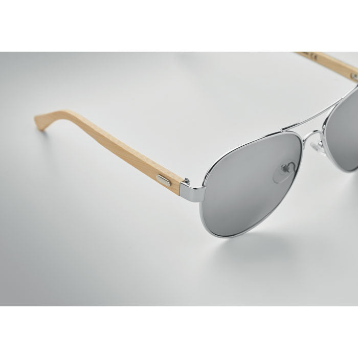 Branded Bamboo sunglasses in pouch