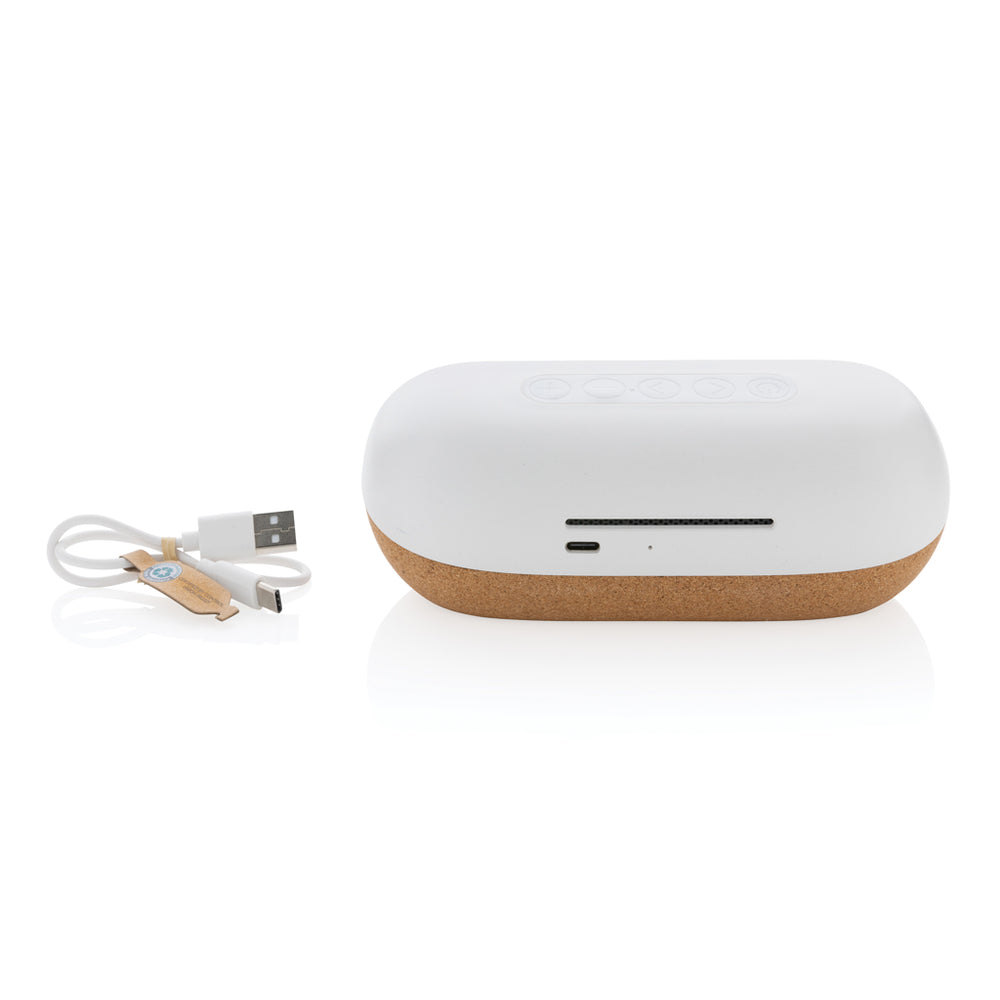 Branded Oregon RCS recycled plastic and cork 10W speaker