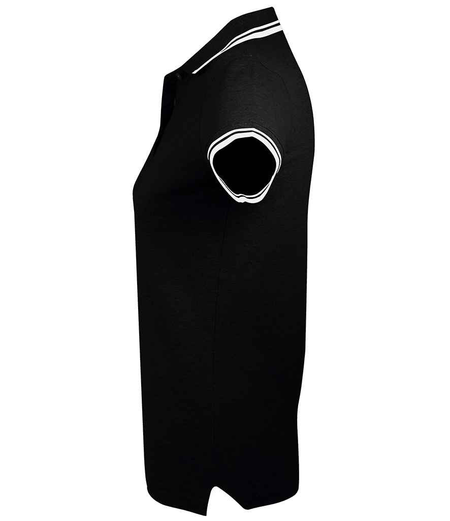 SOL'S Ladies Pasadena Tipped Cotton Piqué Polo Shirt Black/White