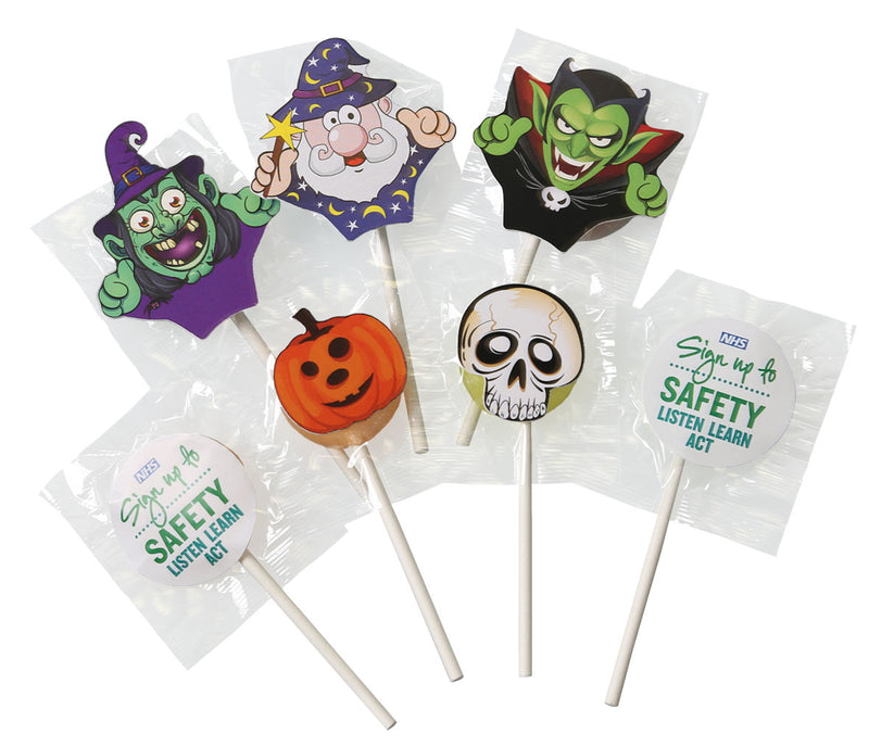 Fruit Flavoured Lollipops with Halloween Theme!