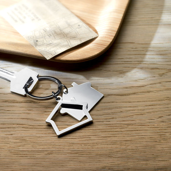 Branded Metal key ring house shape