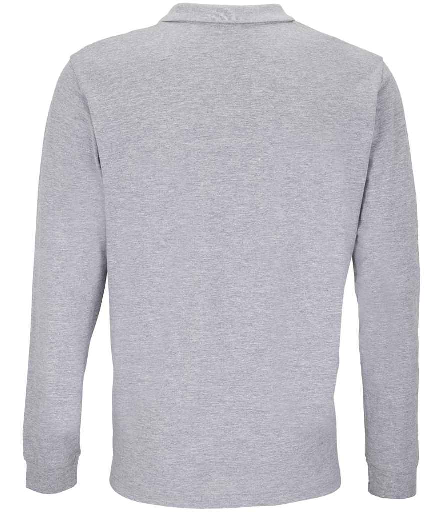 SOL'S Unisex Planet Long Sleeve Piqué Polo Shirt Grey Marl