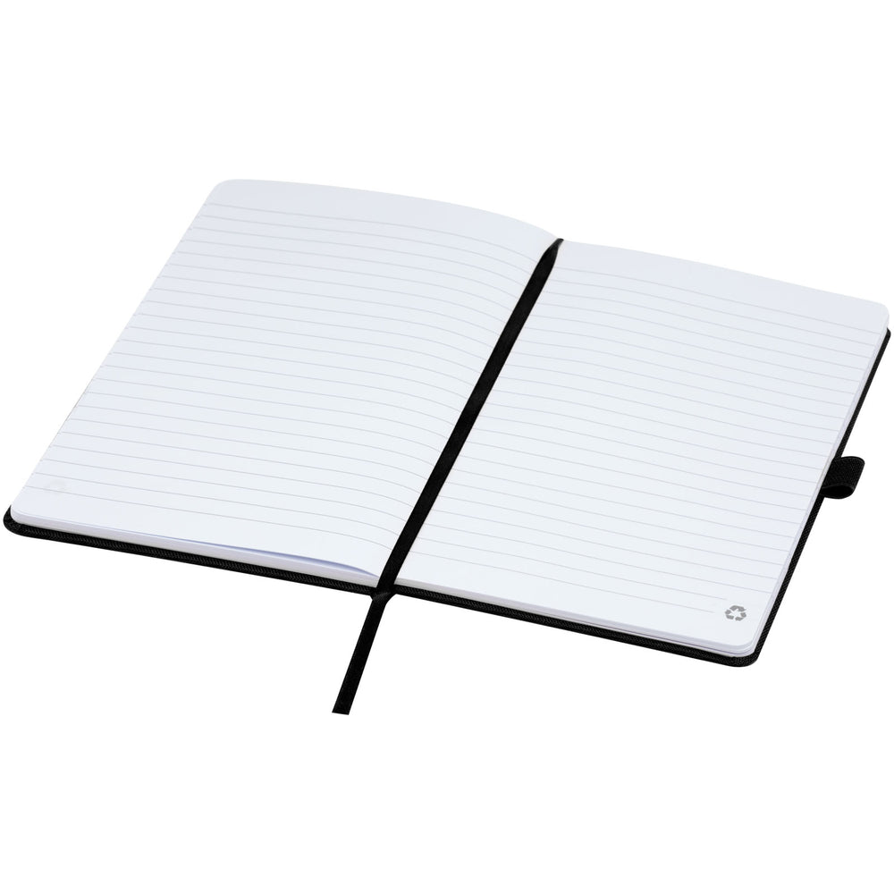 Branded Honua A5 recycled paper notebook with recycled PET cover