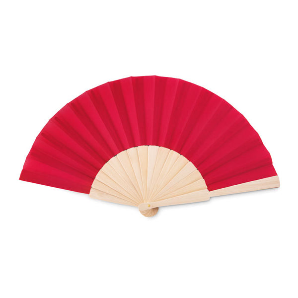 Branded Manual hand fan with wood handle