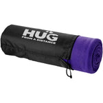 Branded Huggy fleece plaid blanket with carry pouch