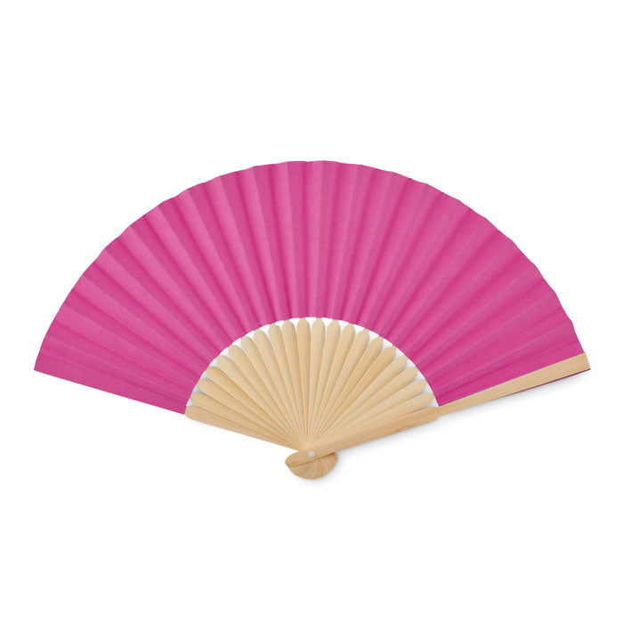 Branded Manual hand fan with bamboo handle
