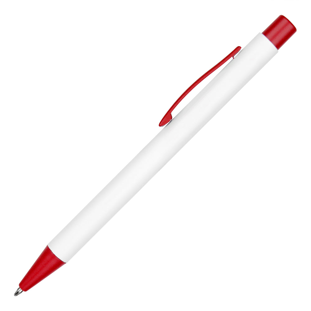 Branded TRAVIS COLOUR Ball Pen in White with trim