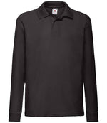 Fruit of the Loom Kids Long Sleeve Poly/Cotton Piqué Polo Shirt Black