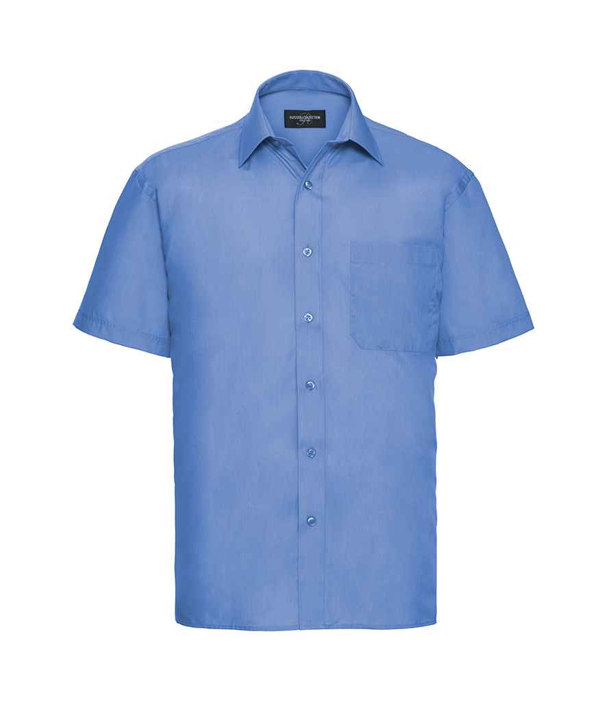 Russell Collection Short Sleeve Easy Care Poplin Shirt Corporate Blue