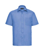 Russell Collection Short Sleeve Easy Care Poplin Shirt Corporate Blue