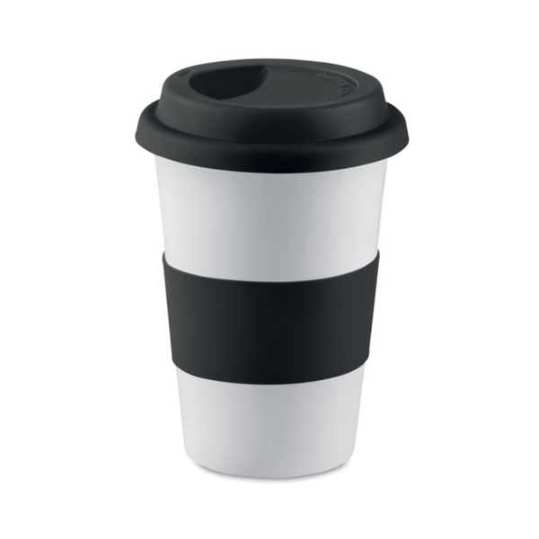 Branded Ceramic mug w/ lid and sleeve