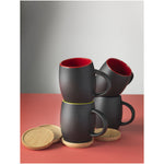 Hearth 400 ml ceramic mug with wooden coaster/lid