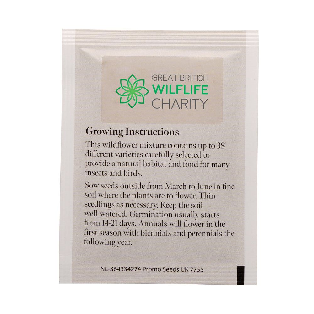 Seed Packet with Sticker to back Wild Flowers Mix