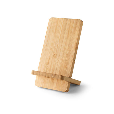 LANGE. Wireless charger and bamboo smartphone holder