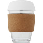 Lidan 360 ml borosilicate glass tumbler with cork grip and silicone lid