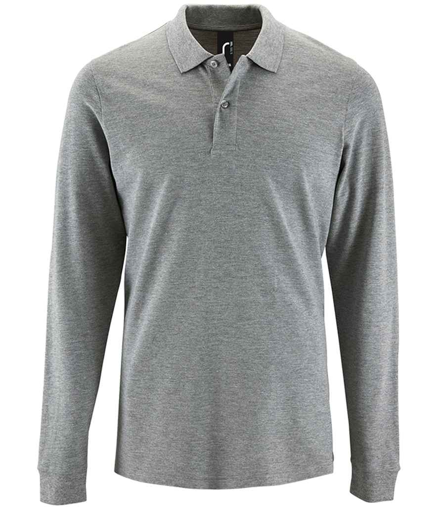 SOL'S Perfect Long Sleeve Piqué Polo Shirt Grey Marl