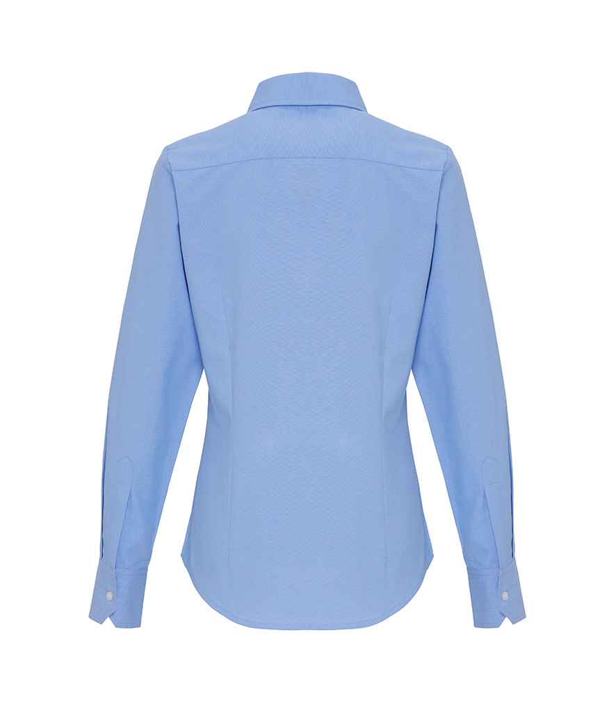 Premier Ladies Long Sleeve Striped Oxford Shirt Oxford Blue