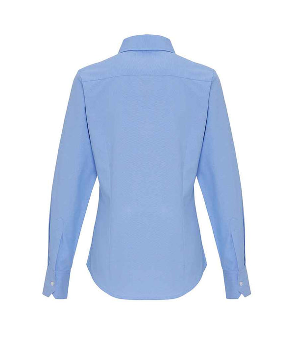 Premier Ladies Long Sleeve Striped Oxford Shirt Oxford Blue