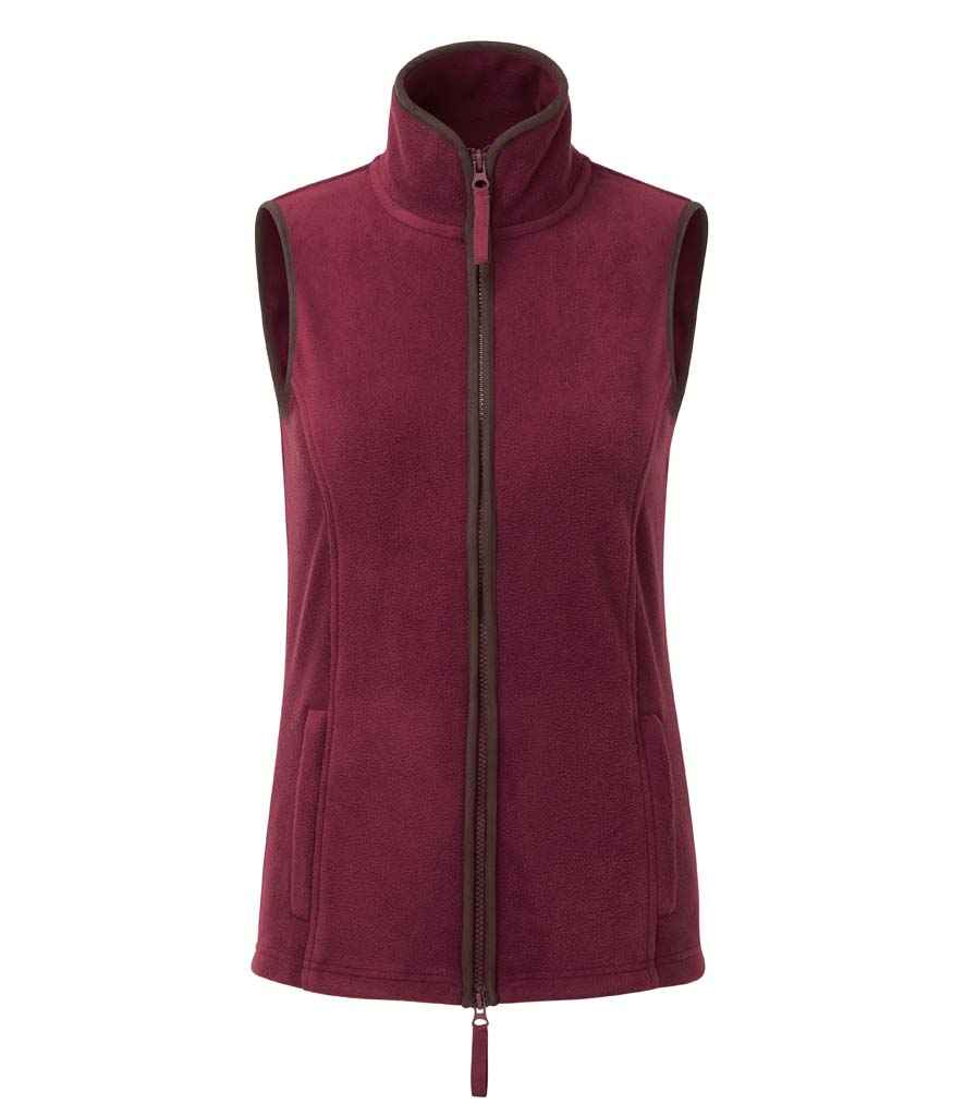 Premier Ladies Artisan Fleece Gilet Burgundy/Brown