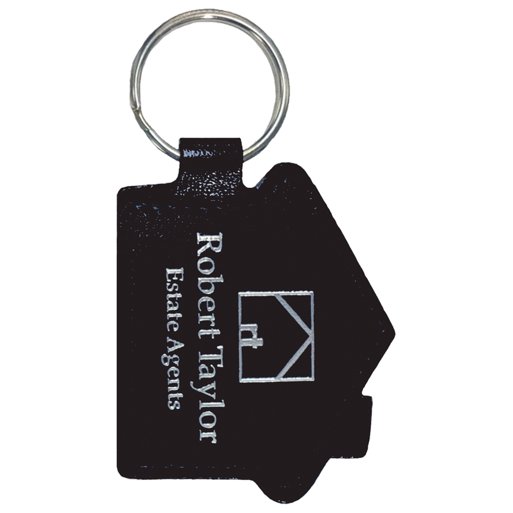Real Leather House Shaped Keyfob - 2 Sides