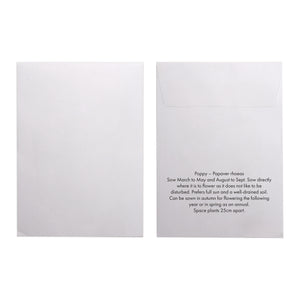 Seed Pack in White Paper Envelope Poppy