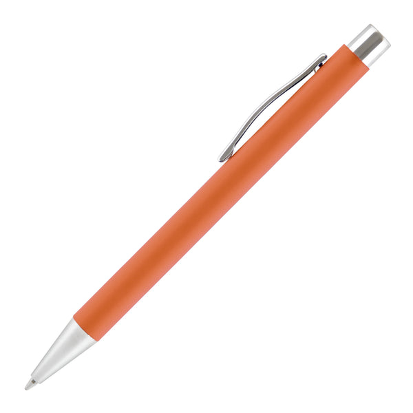 Branded TRAVIS SOFT FEEL ball pen with chrome trim