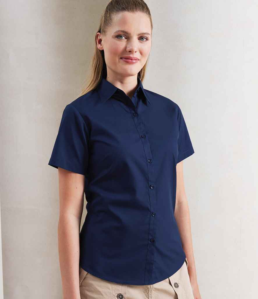 Premier Ladies Short Sleeve Poplin Blouse Navy