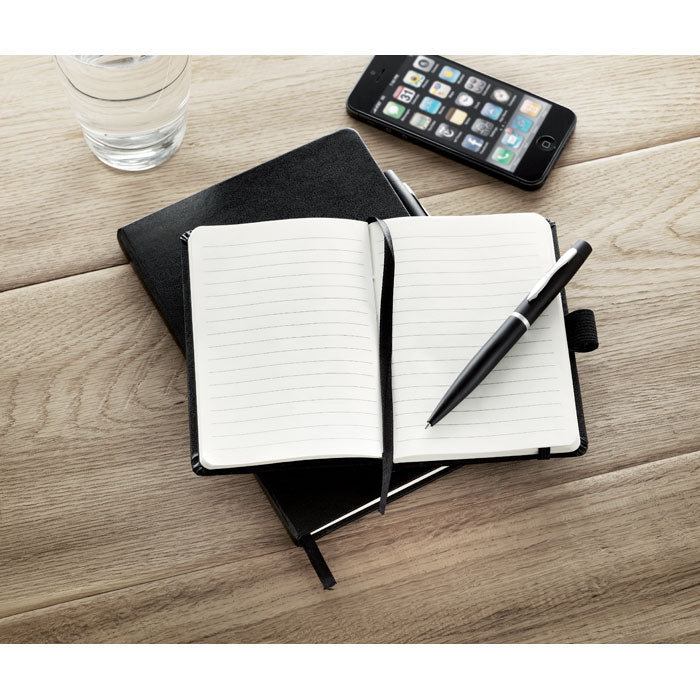 Branded A6 notebook with pen 72 lined