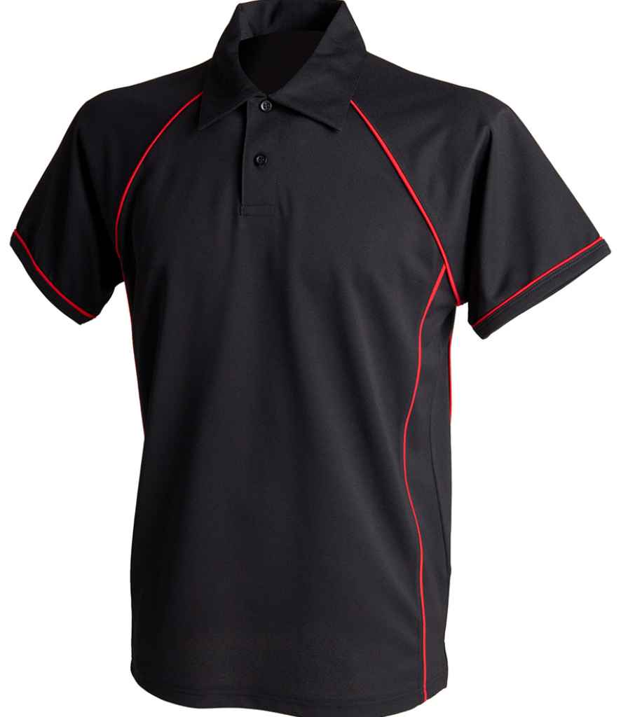 Finden + Hales Performance Piped Polo Shirt Black/Red