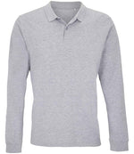 SOL'S Unisex Planet Long Sleeve Piqué Polo Shirt Grey Marl