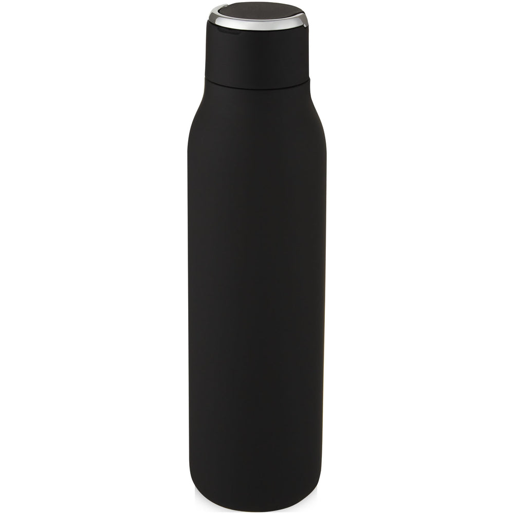 Branded Marka 600 ml copper vacuum insulated bottle with metal loop