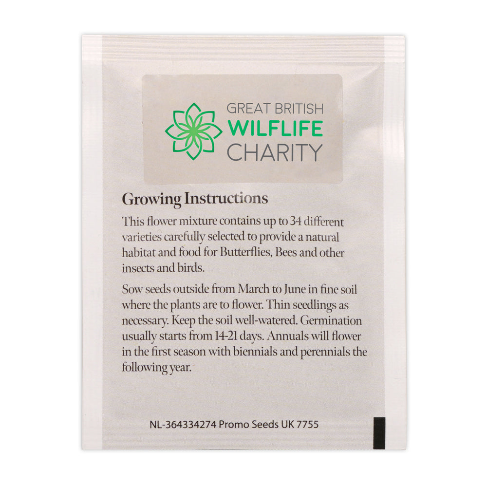 Seed Packet with Sticker to back Butterfly & Bee Mix