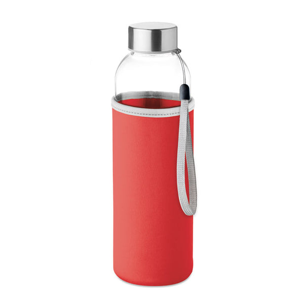 Glass bottle in pouch 500ml Red