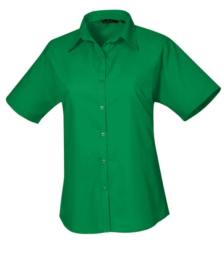 Premier Ladies Short Sleeve Poplin Blouse Emerald