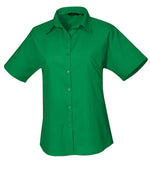 Premier Ladies Short Sleeve Poplin Blouse Emerald