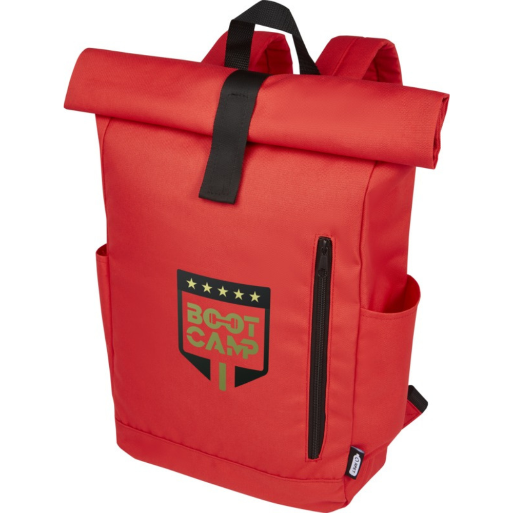 Branded Byron 15.6" GRS RPET roll-top backpack 18L