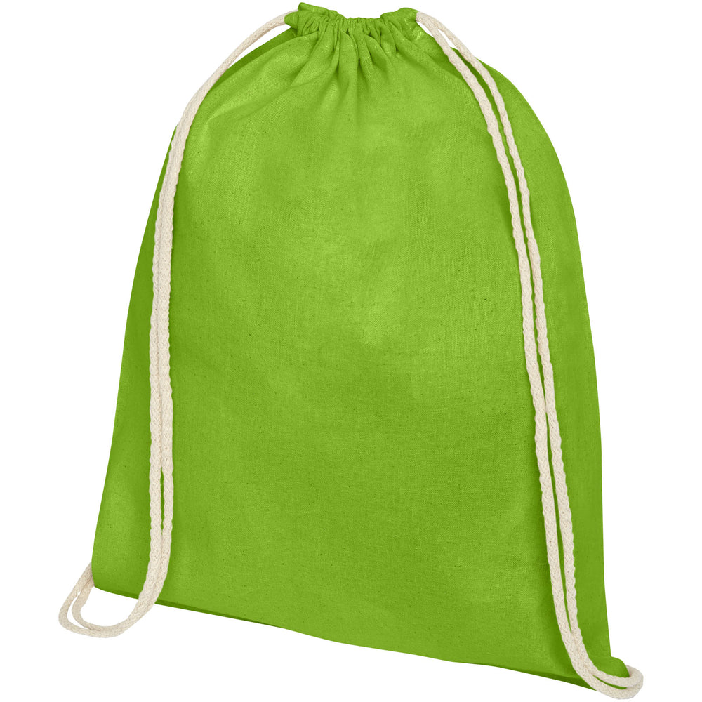 Branded Oregon 140 g/m² cotton drawstring backpack 5L