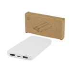 Adhil 10.000 mAh 10W recycled plastic power bank with 2 built-in cables