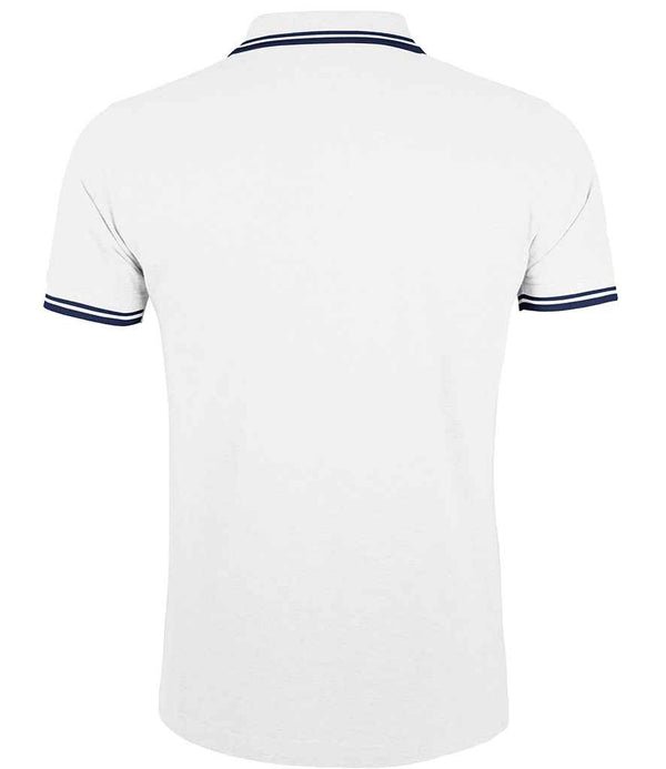 SOL'S Pasadena Tipped Cotton Piqué Polo Shirt White/Navy