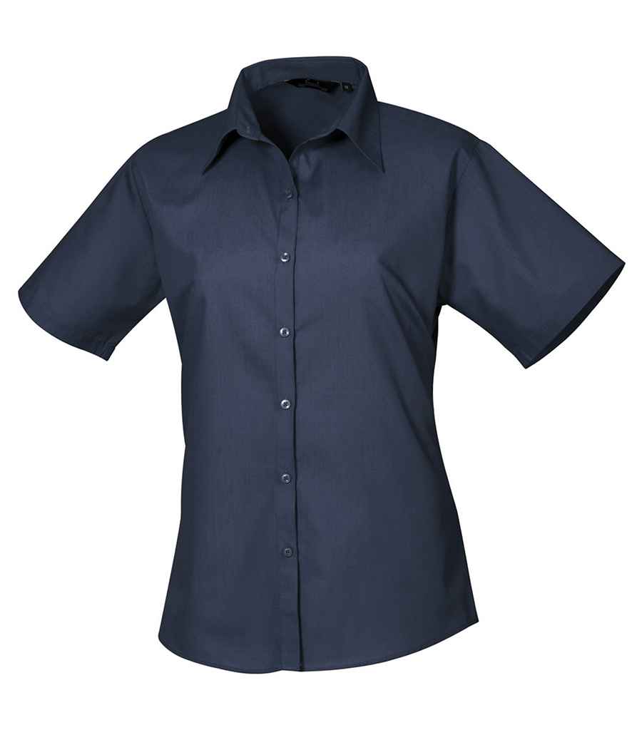 Premier Ladies Short Sleeve Poplin Blouse Navy