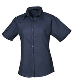 Premier Ladies Short Sleeve Poplin Blouse Navy