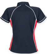 Finden + Hales Ladies Performance Piped Polo Shirt Navy/Red/White